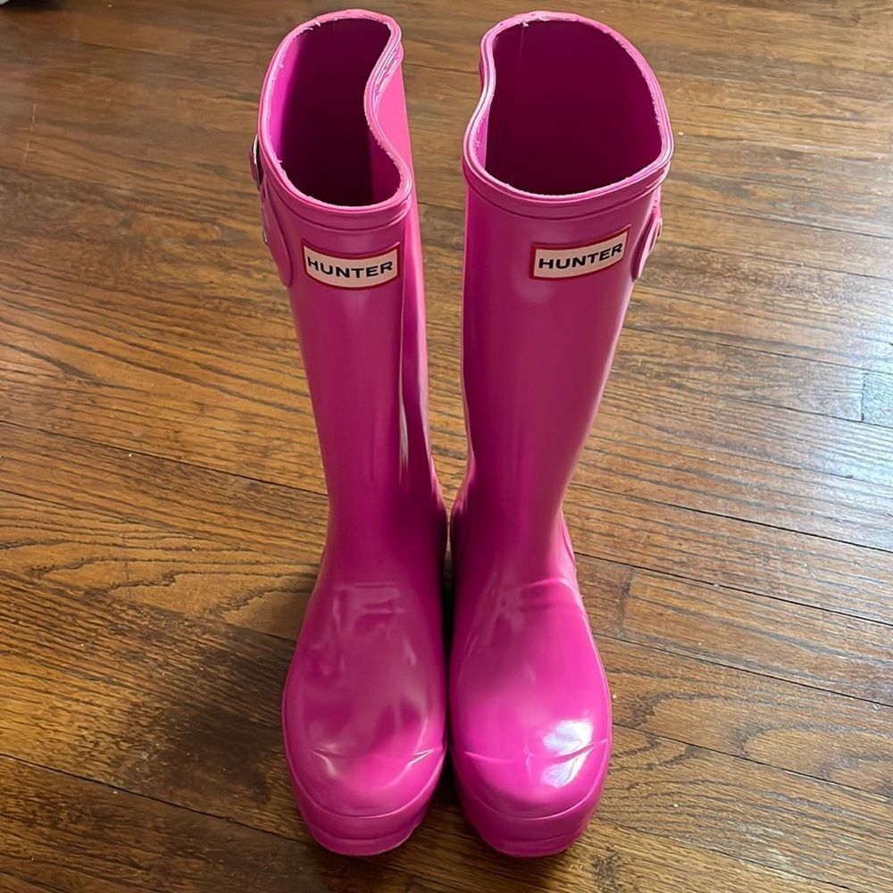 Hunter Kids Pink Gloss Rain Boots